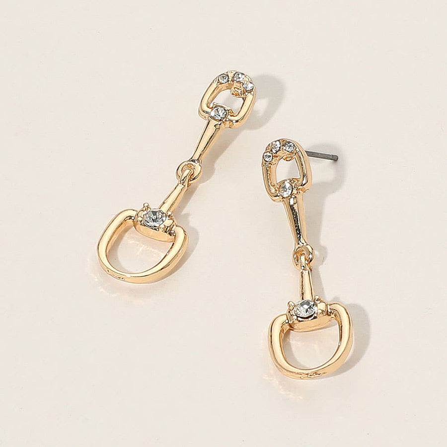 Rhinestone Pave Horsebit Earrings