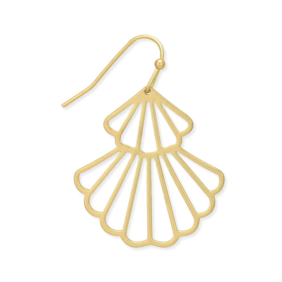 Modern Coast Shell Outline Gold Earrings