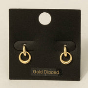 Gold Dipped Dainty Hoop Dangle Stud Earrings