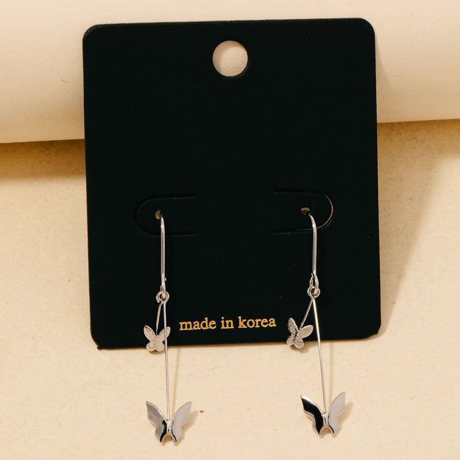 Butterflies And Bar Hook Dangle Earrings