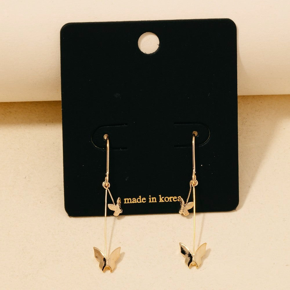 Butterflies And Bar Hook Dangle Earrings