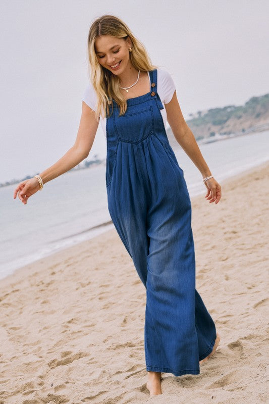 Washed Chambray Overall Jumpsuit