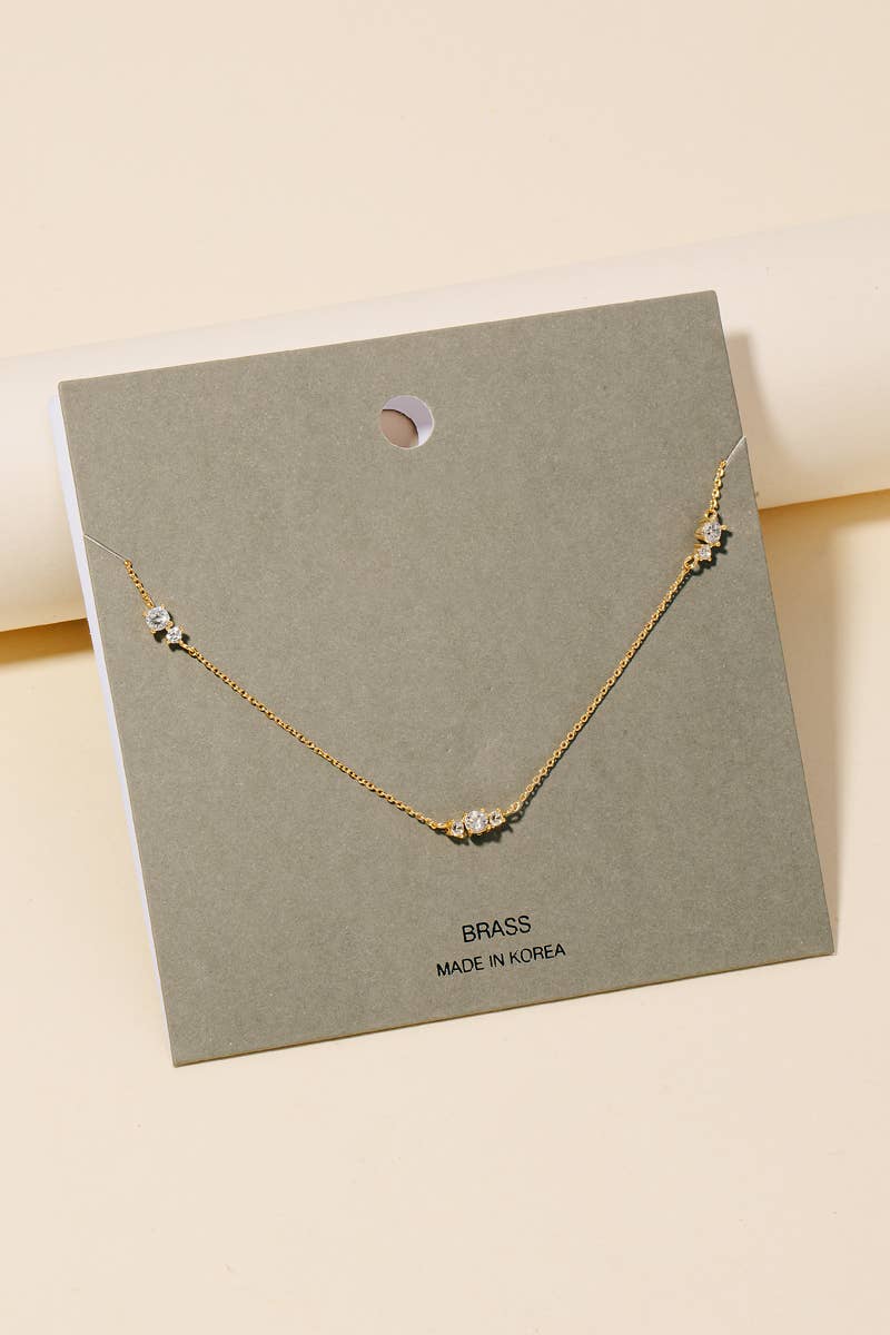 Mini Cz Station Chain Necklace