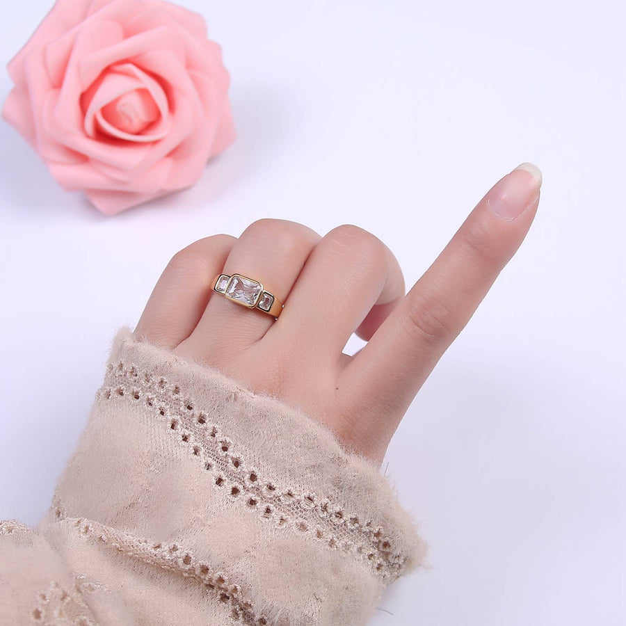 Big Square CZ  Stackable Ring