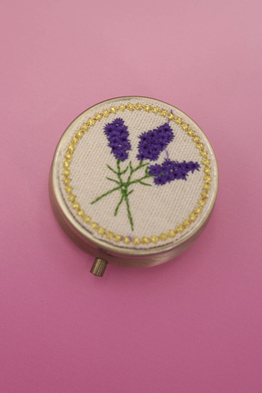 FLORAL EMBROIDERY JEWELRY ORGANIZER WITH MIRROR