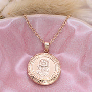 Gold Flower Locket Necklace