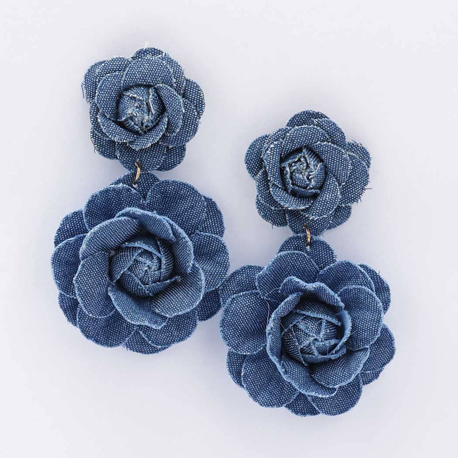 Denim Flower Earring