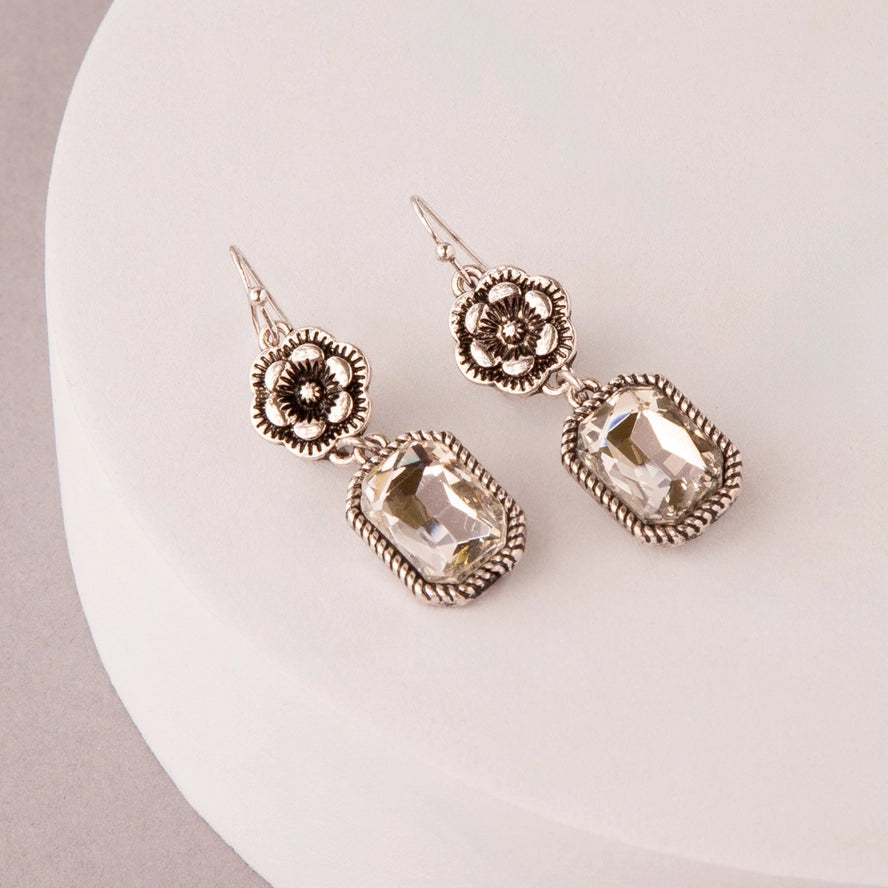 Western Floral Jeweled Dangle Earrings