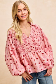 Blushing Hearts Peasant Top