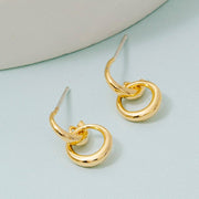 Gold Dipped Dainty Hoop Dangle Stud Earrings