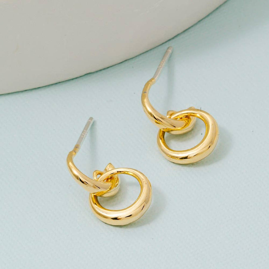 Gold Dipped Dainty Hoop Dangle Stud Earrings