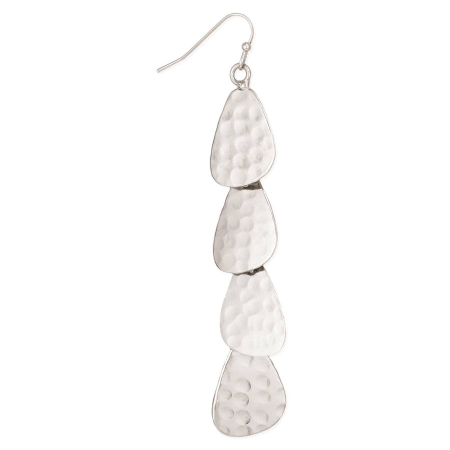 Silver Hammered Linear Earrings