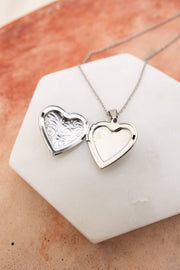 Love Me Heart Locket Necklace - Silver