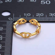 24K Gold Filled Anchor Mariner Chain Link Adjustable Gold Ring