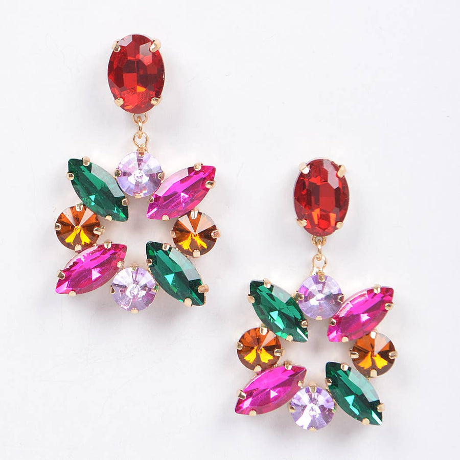 Multi Rhinestone Dangle Earring