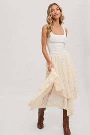 Lace Tier Midi Skirt