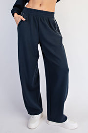 Scuba Luxe Piping Baggy Pants- Teal Navy