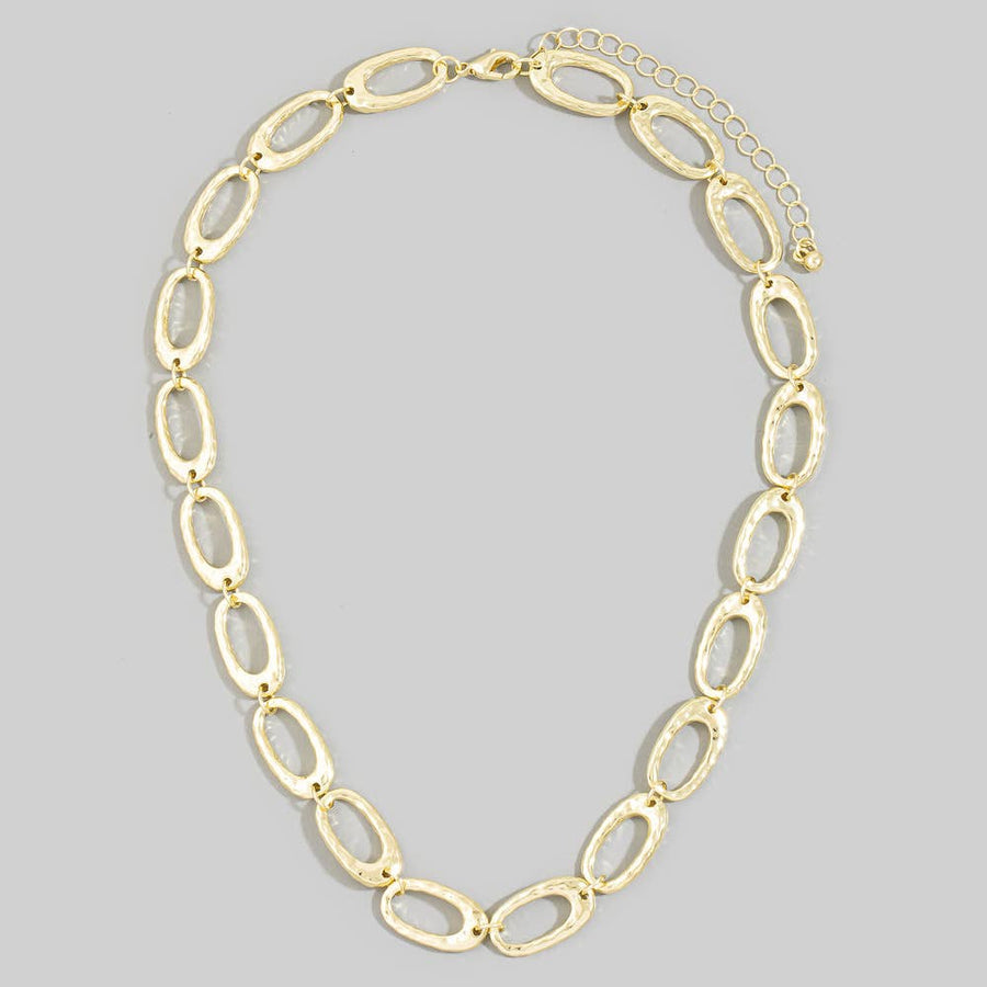 Hammered Oval Link Chain Necklace
