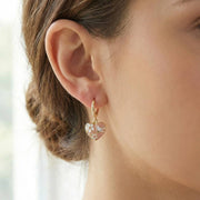 Floral Ceramic Heart Hoop Earrings