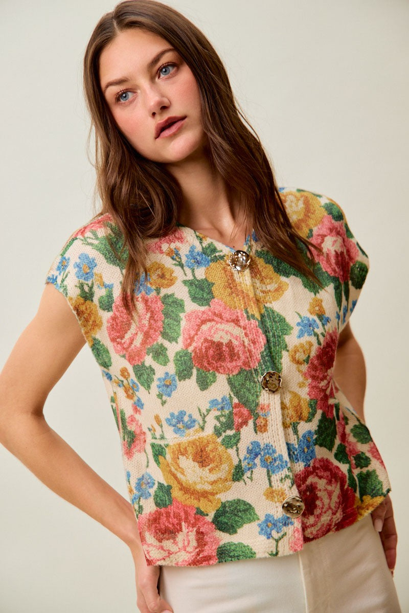 Floral Sweater Vest Top