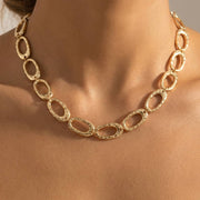 Hammered Oval Link Chain Necklace