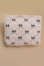 Bow Shearling Cosmetic Bag