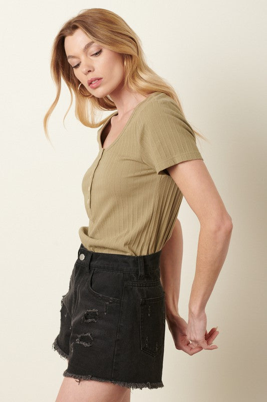 Scoop Neck Top - Olive