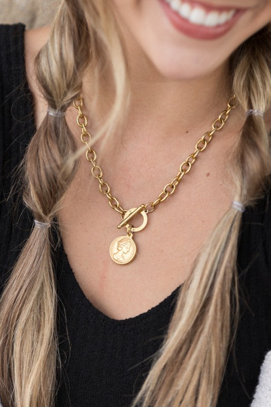 Coin Toggle Chain Necklace