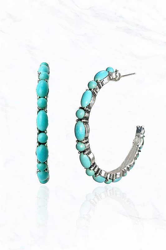 40MM, Semi Genuine Stone Hoop Earrings