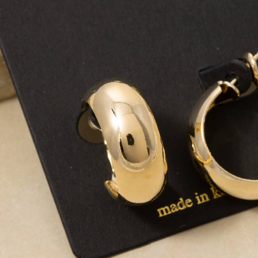 Chunky Wide Dome Huggie Hoop Earrings