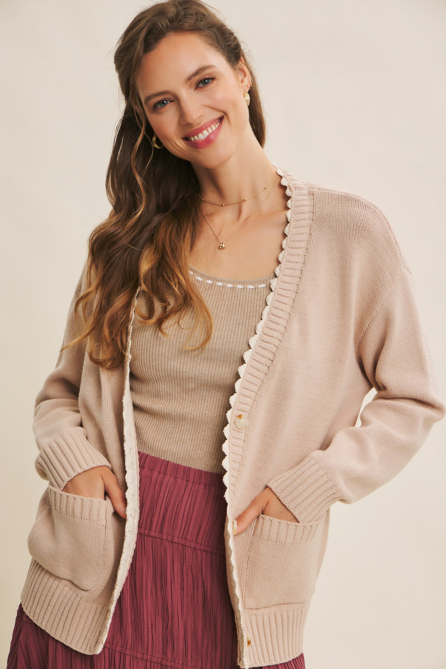 Scalloped Trim Cardigan