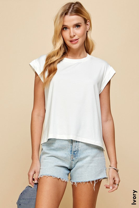 Cap Sleeve T-Shirt -Ivory