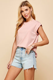 Cap Sleeve T-Shirt -Pink