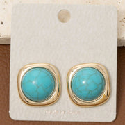 Stone Dome Stud Earrings