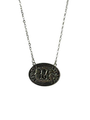Sterling Silver Belt Buckle Initial Necklace