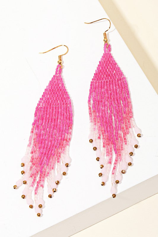Barbie Pink Seed Bead Earrings