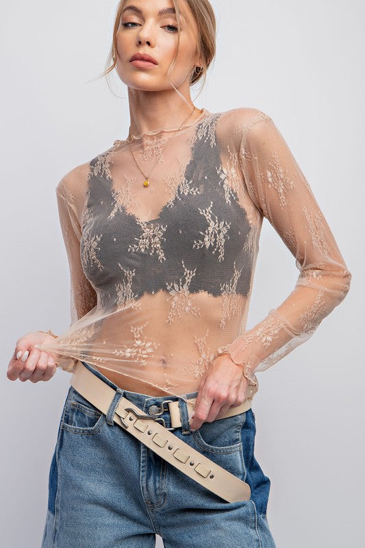 Nude Lace Sheer Top