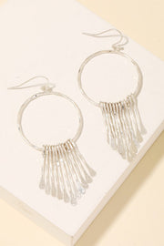 Hammered Bar Charms Hoop Earrings