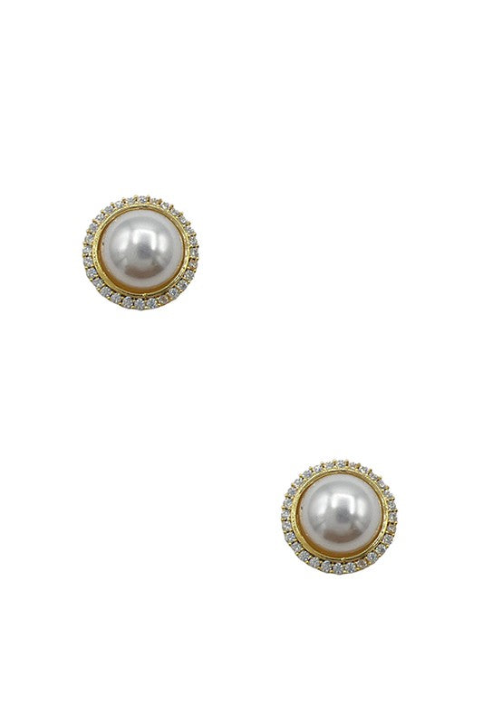 Framed Pearl Stud Earrings