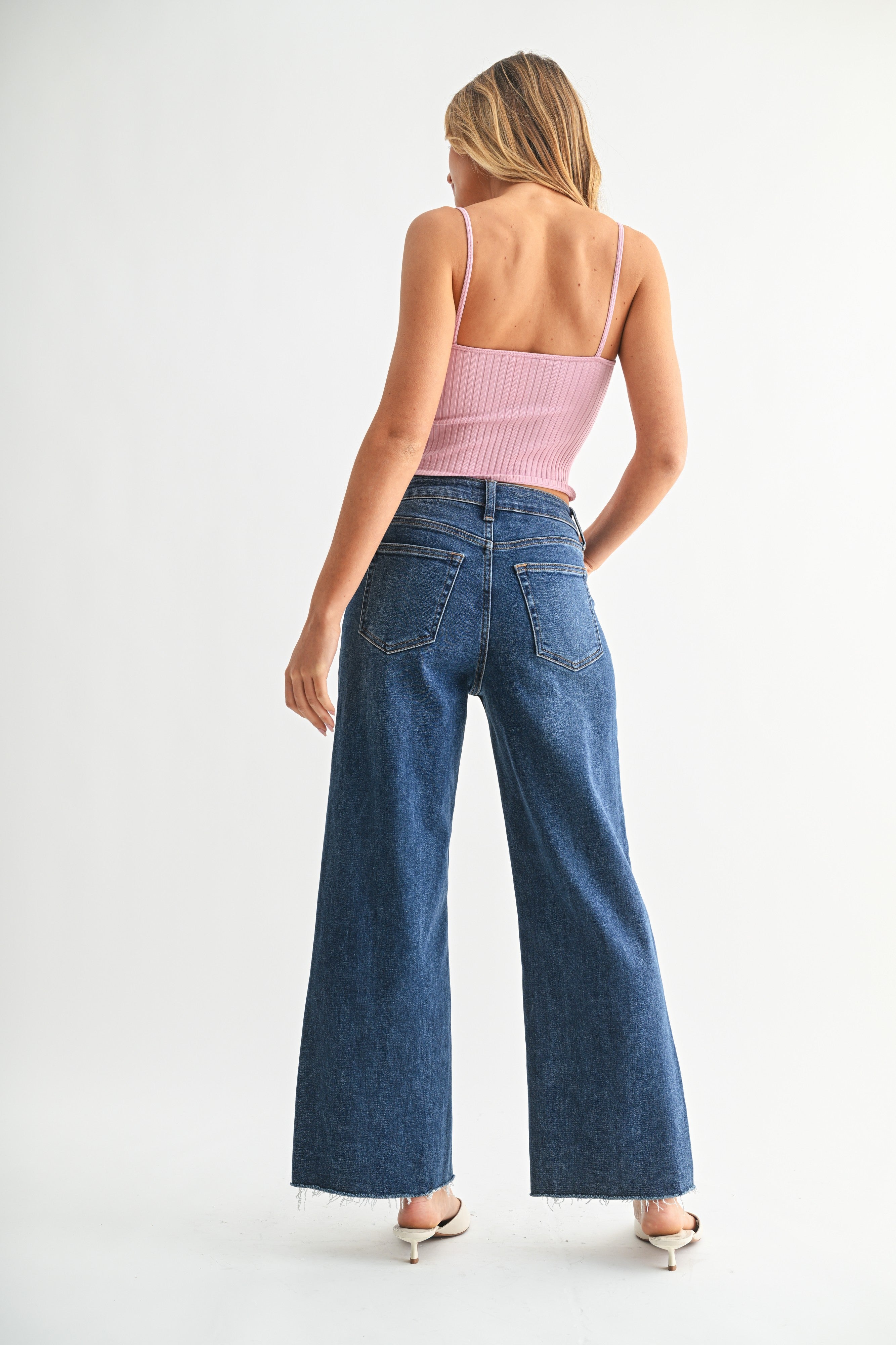 Dark Cropped Wide Leg Jeans