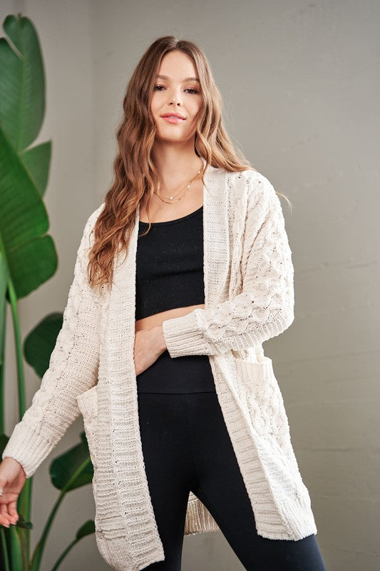 Cream Cable Knit Cardigan