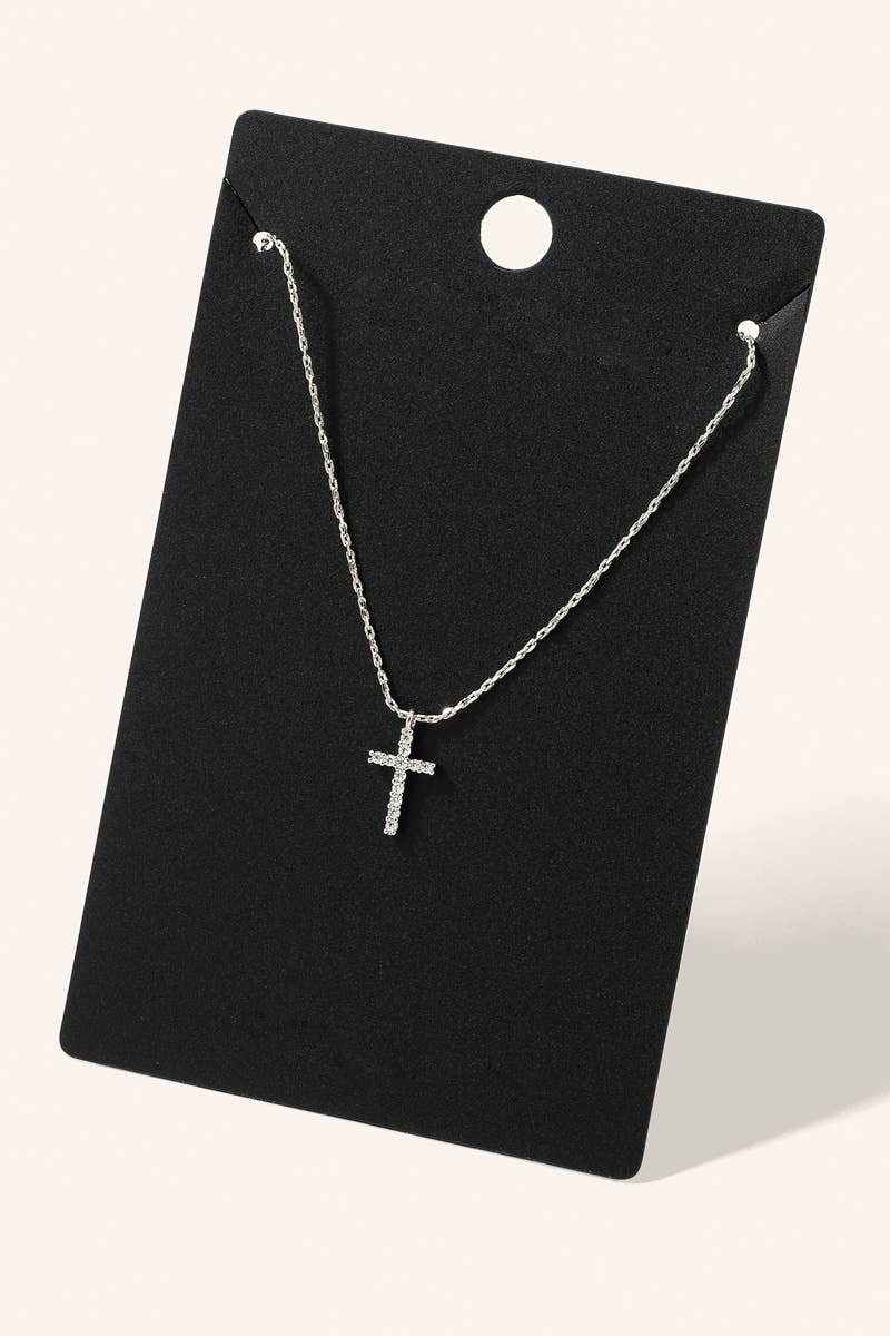 Rhinestone Cross Pendant Necklace