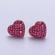 CZ Heart Stud Earrings