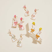 Floral Enamel Easter Bunny Bow Earrings
