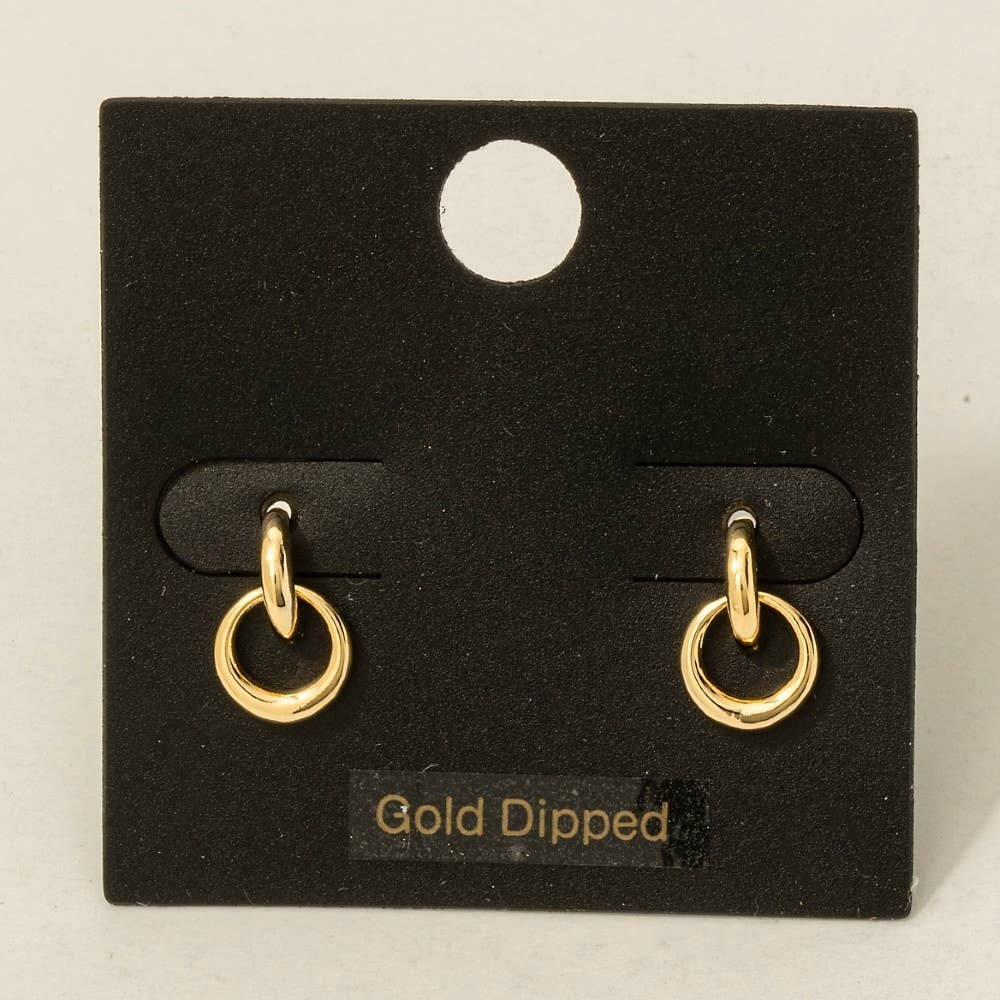 Gold Dipped Dainty Hoop Dangle Stud Earrings
