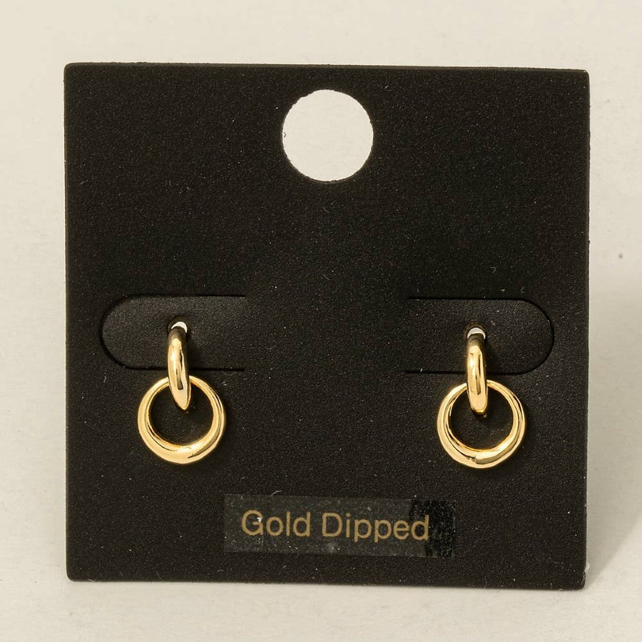 Gold Dipped Dainty Hoop Dangle Stud Earrings