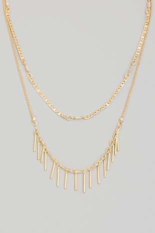 Bar Charms Layered Chain Necklace