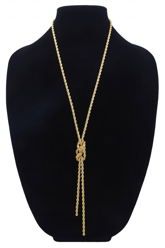 Braided Metal Lariat Chain Link Necklace