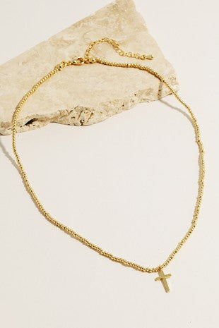 Cross Pendant Beaded Necklace
