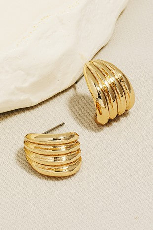 Metallic Banana Bunch Huggie Stud Earrings